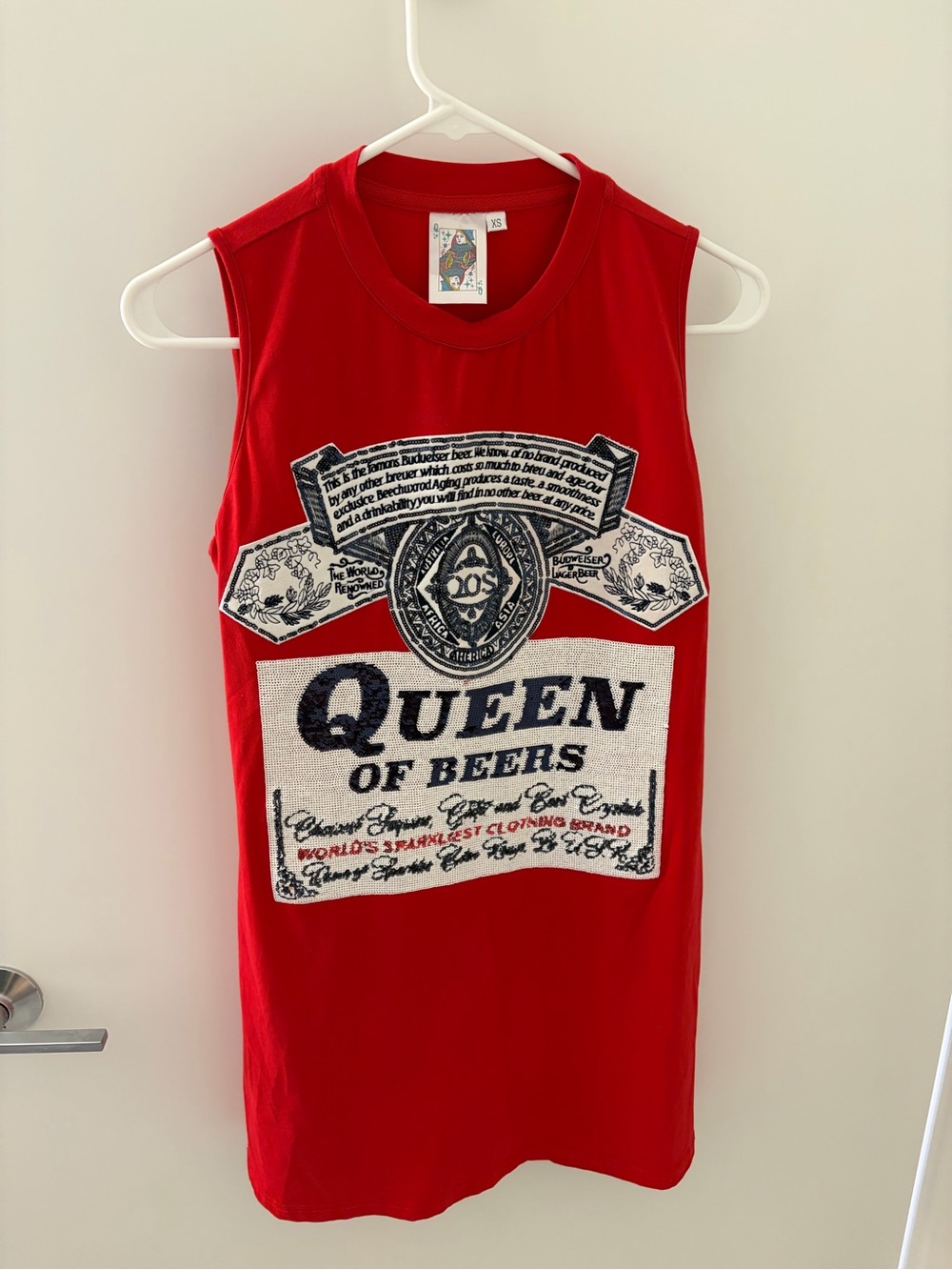 QUEEN OF SPARKLES Red Sleeveless Mini Dress with Graphic Patch